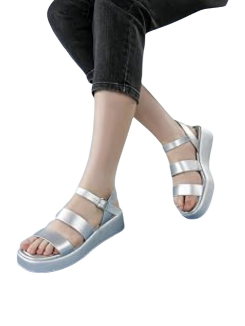 #012 Women's Silver Platform Strappy Sandals